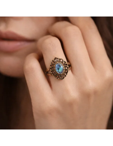 💍 Anello Artigianale in Bronzo con Alessandrite Artificiale – Arte e Magia Turca