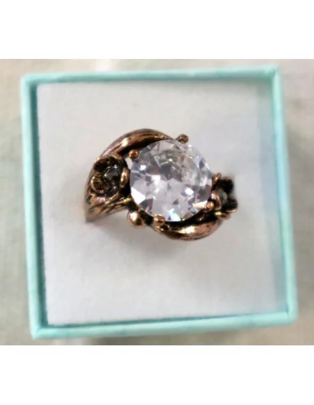 💍 Anello Artigianale in Bronzo Regolabile con Zirconi Artificiali San Valentino