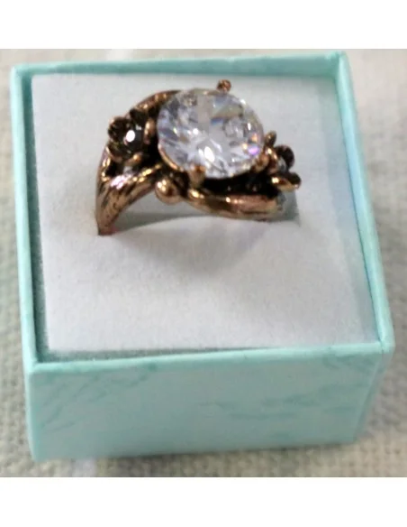 💍 Anello Artigianale in Bronzo Regolabile con Zirconi Artificiali San Valentino