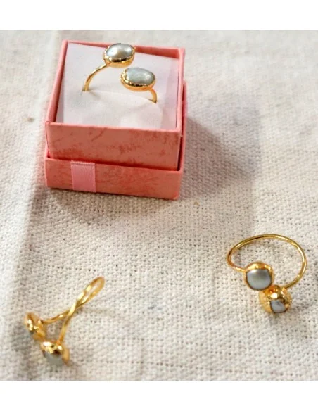 ✨ Anello Artigianale in Acciaio Dorato con Madreperla Grezza ✨ San Valentino