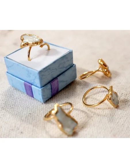 ✨ Anello Artigianale in Acciaio Dorato con Madreperla Grezza ✨ San Valentino Amore