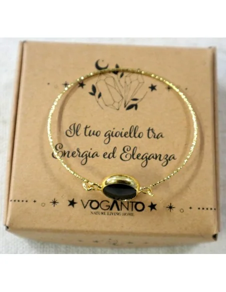 ✨ Bracciale Artigianale in Acciaio Dorato con Tormalina Nera ✨ San Valentino