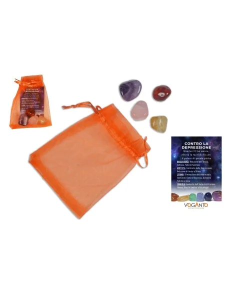 Sacchetto di Pietre “Contro la Depressione” – Quarzo Rosa, Ametista, Citrino e Corniola