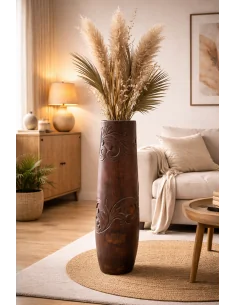 Vaso artigianale in legno di cocco scolpito a mano –...