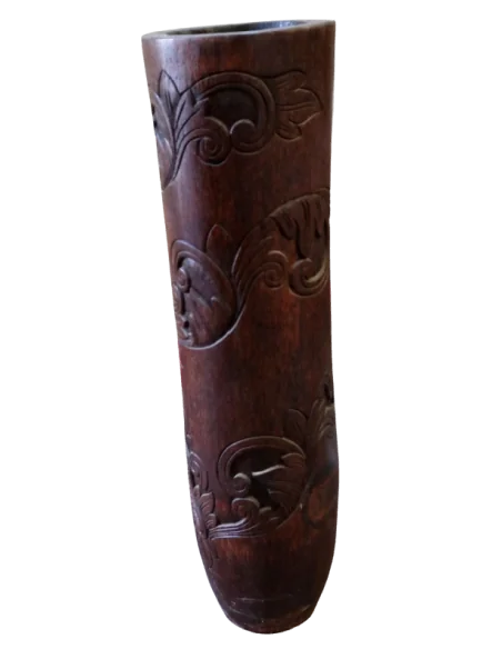 Vaso artigianale in legno di cocco scolpito a mano – Indonesia | Arredo naturale di grande impatto