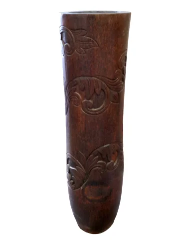 Vaso artigianale in legno di cocco scolpito a...