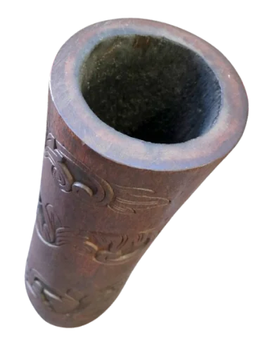 Vaso artigianale in legno di cocco scolpito a...