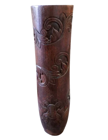 Vaso artigianale in legno di cocco scolpito a...