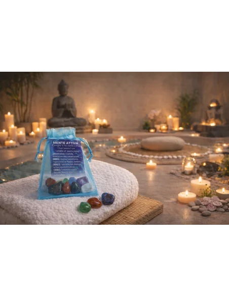 Sacchetto di Pietre “Mente Attiva” – Corniola, Ematite, Sodalite e Fluorite cristallo terapia