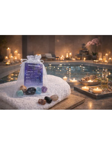 🌿 SACCHETTO DEL BENESSERE “MEDITAZIONE” – CON 4 PIETRE NATURALI cristallo terapia
