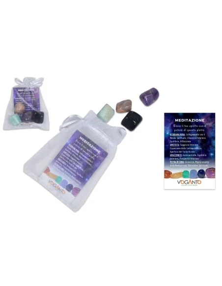 🌿 SACCHETTO DEL BENESSERE “MEDITAZIONE” – CON 4 PIETRE NATURALI cristallo terapia