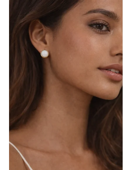 ✨ Orecchini in Acciaio Dorato con Madreperla Naturale Artigianato Turco – Eleganza senza tempo