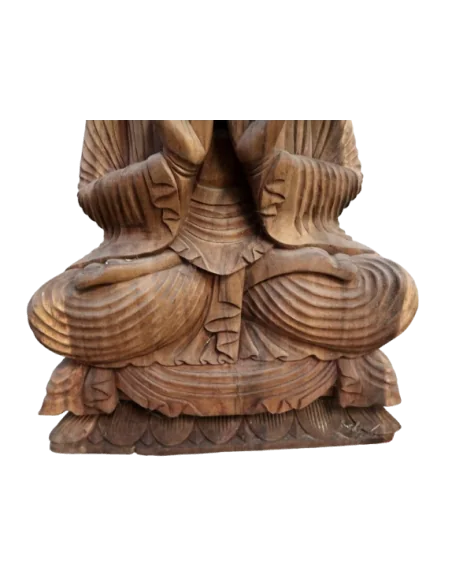 Scultura Buddha in Legno Suar 62 cm – Statua Artigianale Indonesiana Intagliata a Mano per Spa e Ambienti Zen