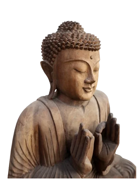 Scultura Buddha in Legno Suar 62 cm – Statua Artigianale Indonesiana Intagliata a Mano per Spa e Ambienti Zen