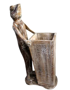 Portaombrelli Scultura Rana in Legno di Albesia 80 cm –... 2