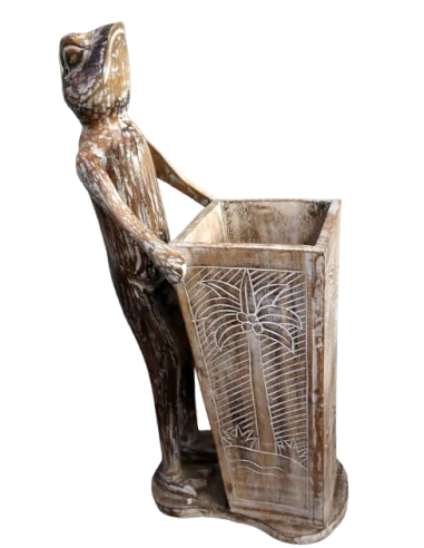 Portaombrelli Scultura Rana in Legno di Albesia...