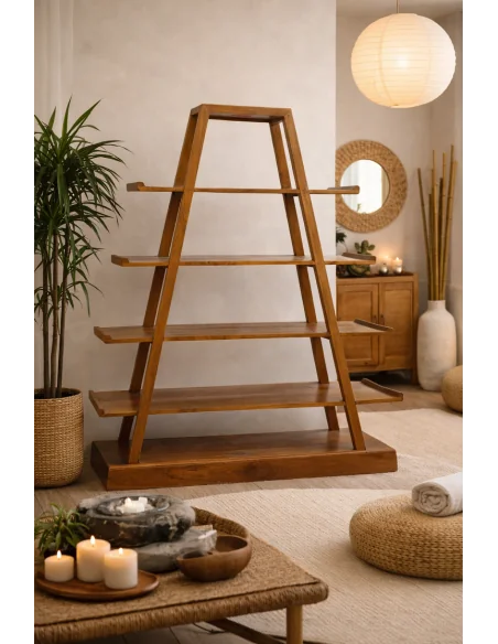 Libreria A-Frame in Legno Massello – Artigianale Indonesiana | 107x35x150 cm