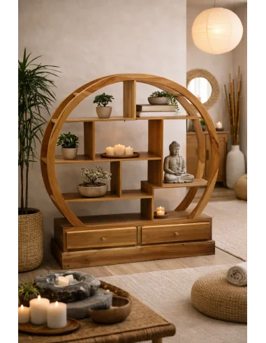 Mobile Tondo in Legno di Teak – Design Etnico...