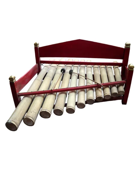Xilofono Indonesiano Artigianale “Barong” – Strumento Zen in Bambù Intagliato a Mano – 40+ Anni – Completo di Bacchette