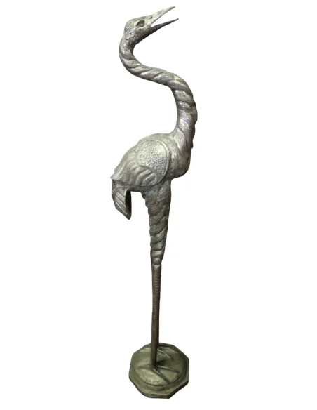 Scultura Airone in Metallo 150 cm – Statua Artigianale Fatta a Mano in Indonesia – Design Elegante