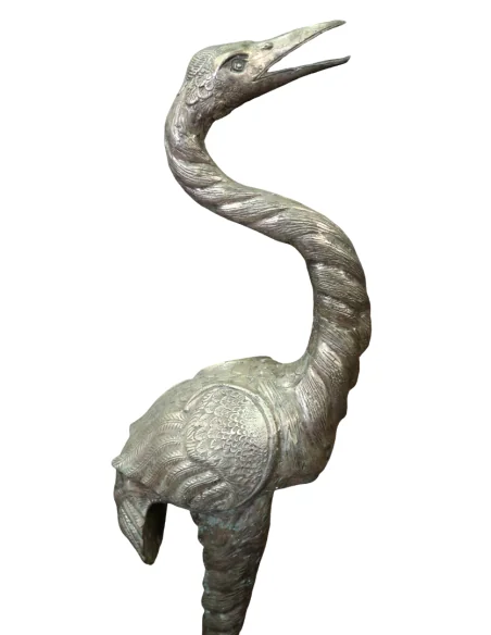 Scultura Airone in Metallo 150 cm – Statua Artigianale Fatta a Mano in Indonesia – Design Elegante