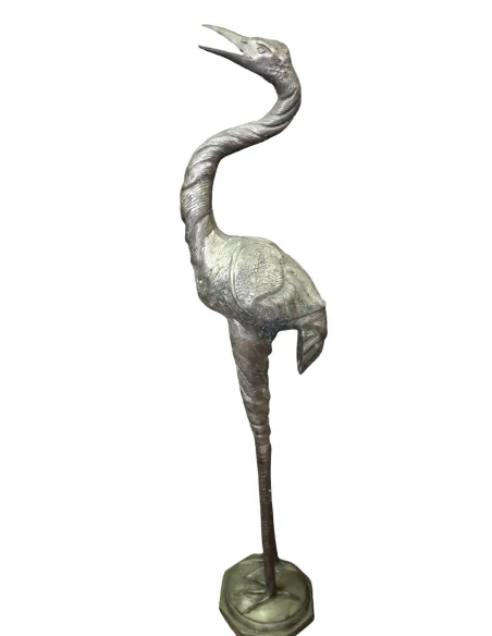 Scultura Airone in Metallo 150 cm – Statua Artigianale Fatta a Mano in Indonesia – Design Elegante