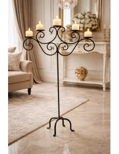 Candelabro da Terra in Ferro Battuto 5 Fiamme –...