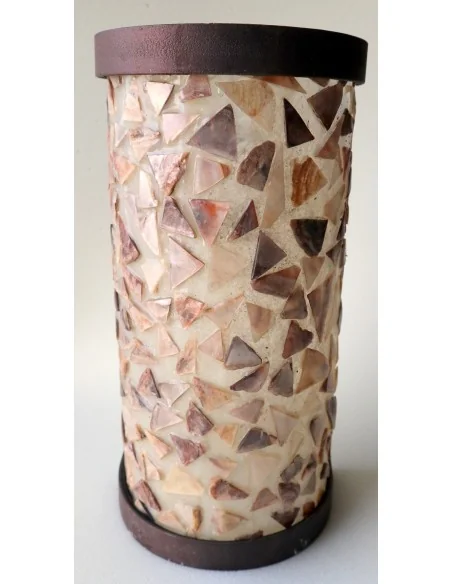 Applique Indonesiana in Resina e Madreperla – Lampada da Parete Artigianale 30 cm con Struttura in Metallo