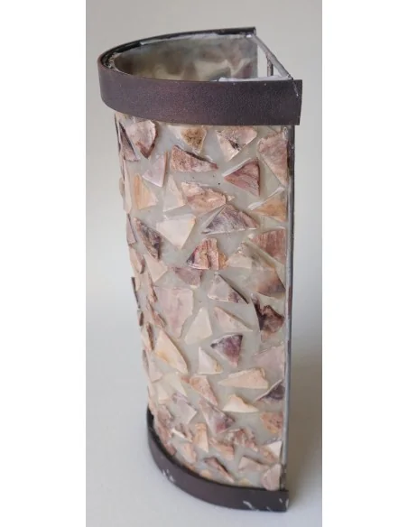 Applique Indonesiana in Resina e Madreperla – Lampada da Parete Artigianale 30 cm con Struttura in Metallo