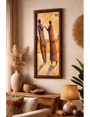 Stampa Etnica Africana 25x65 cm con Cornice in...