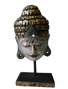 Testa di Buddha in Legno Albesia 30 cm – Scultura... 2