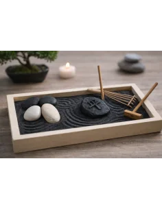 Giardino Zen da Tavolo 25x13 cm – Base in Pietra – Mini...