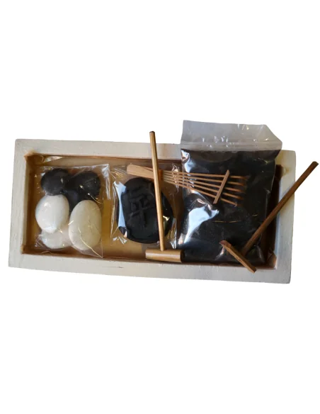 Giardino Zen da Tavolo 25x13 cm – Base in Pietra – Mini Giardino Giapponese Artigianale Indonesiano