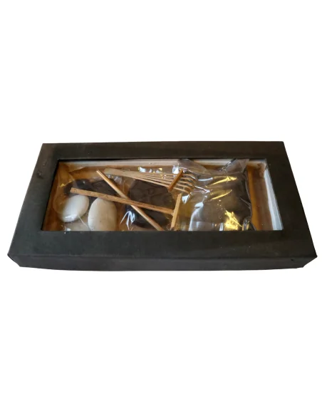 Giardino Zen da Tavolo 25x13 cm – Base in Pietra – Mini Giardino Giapponese Artigianale Indonesiano