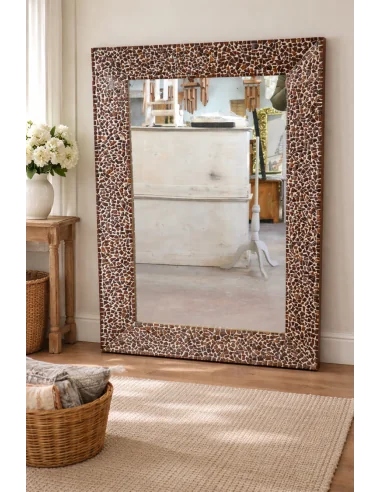 Specchio Artigianale in Resina e Guscio di...