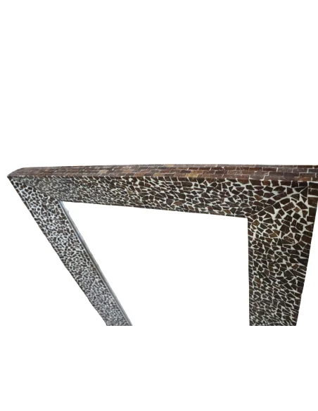 Specchio Artigianale in Resina e Guscio di Cocco 120x80 cm – Cornice a V Fatta a Mano in Indonesia