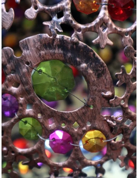 Lampadario Sospensione in Metallo Brunito e Resine Colorate Ø30 cm – Stile Boho Orientale – NOVITÀ HOME Firenze