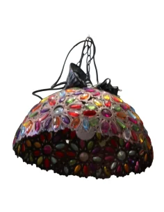 Lampadario Artistico in Metallo Brunito e Resina Colorata... 2