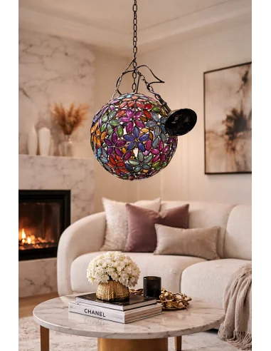 🌸 Lampadario Sfera Floreale in Resina Colorata...