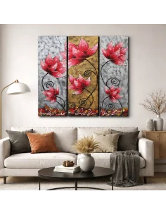 🌺 Quadro Moderno 3 Tele “Red Lotus Harmony” 90x90 cm –...