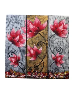 🌺 Quadro Moderno 3 Tele “Red Lotus Harmony” 90x90 cm –... 2
