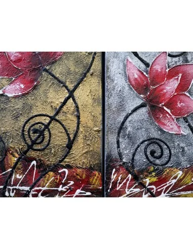 🌺 Quadro Moderno 3 Tele “Red Lotus Harmony”...
