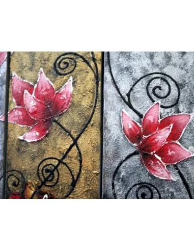 🌺 Quadro Moderno 3 Tele “Red Lotus Harmony”...
