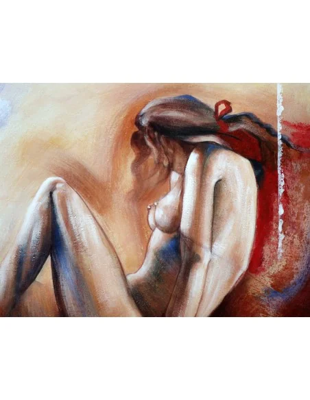 Dipinto Nudo Artistico 100x100 cm Fatto a Mano in Indonesia – Quadro Moderno su Tela di Cotone – Opera Artigianale Unica