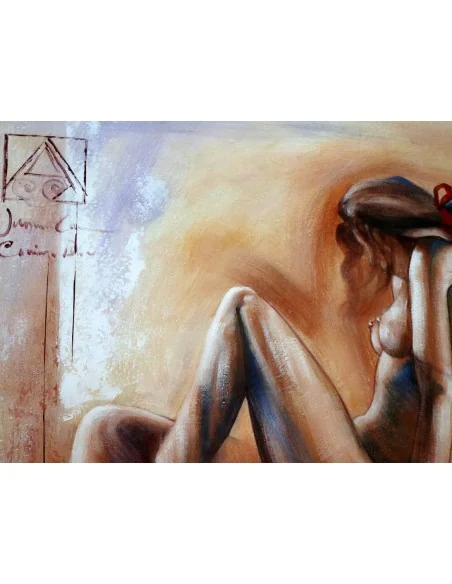 Dipinto Nudo Artistico 100x100 cm Fatto a Mano in Indonesia – Quadro Moderno su Tela di Cotone – Opera Artigianale Unica