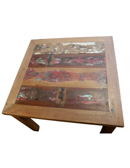 Tavolo Quadrato 100x100 cm in Legno Recuperato da Imbarcazioni – Stile Loft Industriale Artigianale