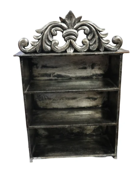 Vetrinetta Artigianale Indonesiana in Legno – Libreria Piccola Fatta a Mano 44x19x50 cm