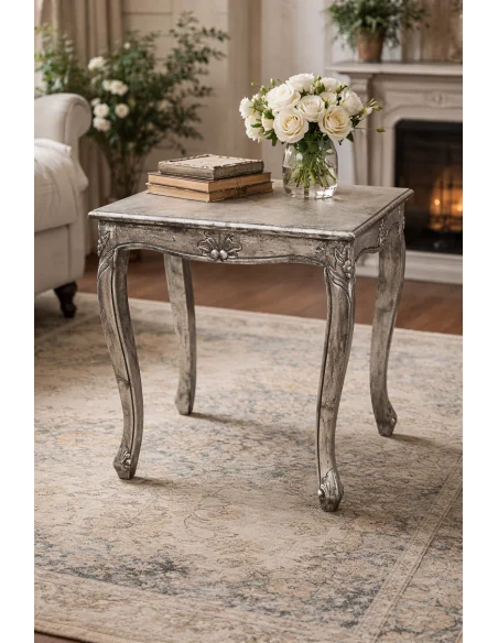 Tavolino Artigianale in Legno 60x43x60h – Fatto a Mano in Indonesia – Stile Elegante Vintage