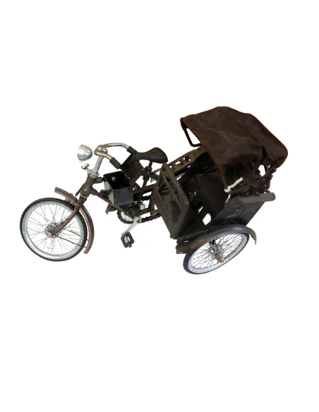 Miniatura Risciò in Metallo 35x15x25h – Rickshaw Artigianale Bali Fatto a Mano con Parti Mobili | Da Collezione