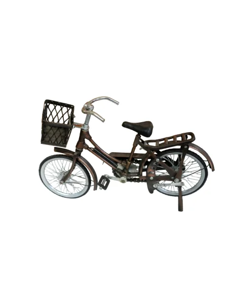 Bicicletta Vintage da Donna con Cesto – Modellino in Metallo Fatto a Mano 30x8x19h – Stile Industrial Loft